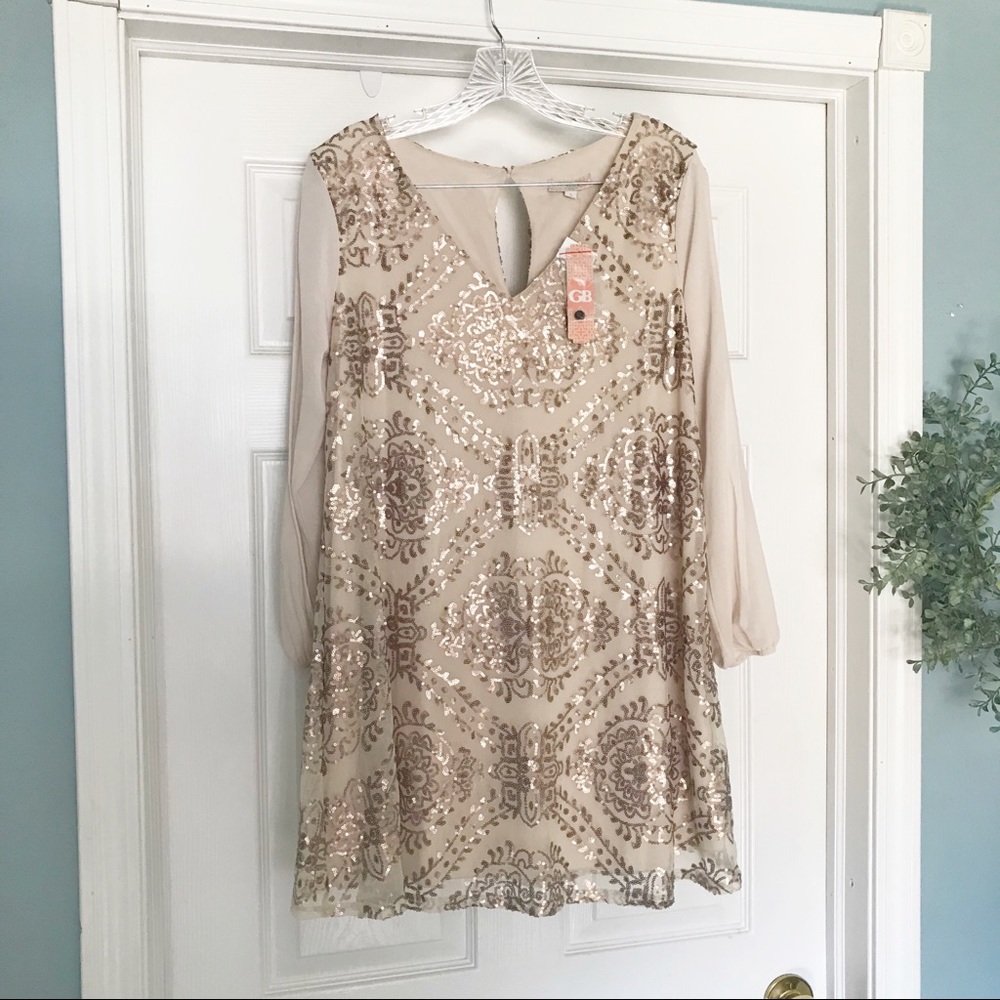 NWT GB Gianni Bini gold sequin mini dress size S